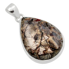 925 sterling silver 15.02cts natural brown mushroom rhyolite pear pendant y86877