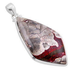 925 sterling silver 29.23cts natural brown mushroom rhyolite pendant n51514