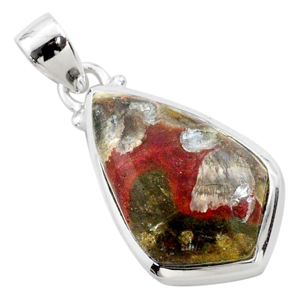 925 sterling silver 16.20cts natural brown mushroom rhyolite pendant t77636