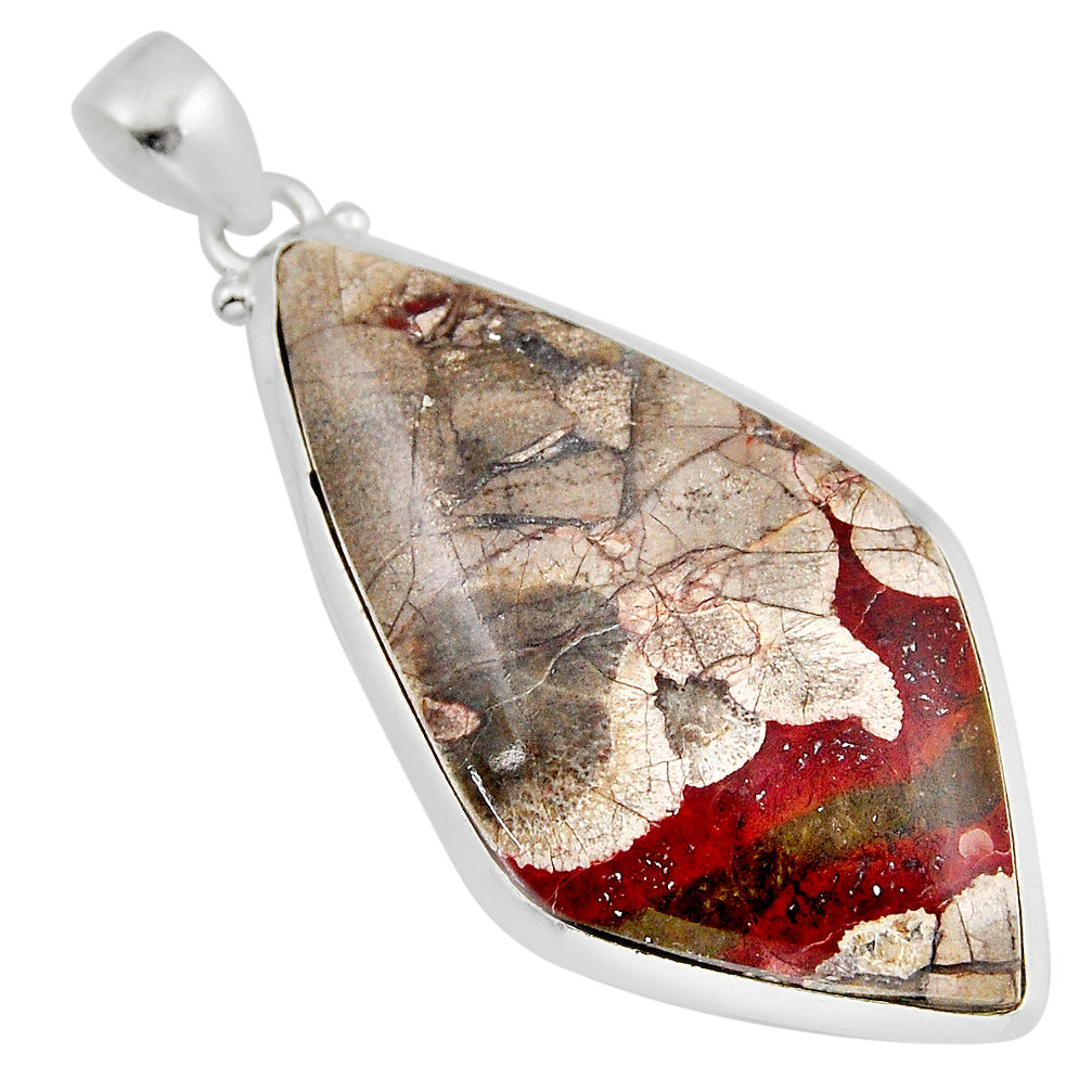 925 sterling silver 29.75cts natural brown mushroom rhyolite pendant y52256