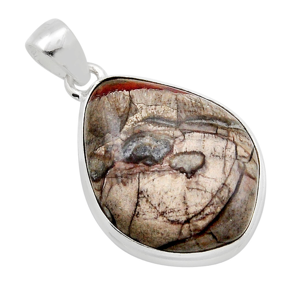 925 sterling silver 16.03cts natural brown mushroom rhyolite pendant y86872
