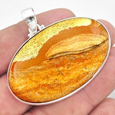 925 sterling silver 58.43cts natural brown picture jasper oval pendant t41867