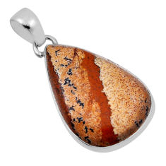 925 sterling silver 17.07cts natural brown picture jasper pendant jewelry n29571
