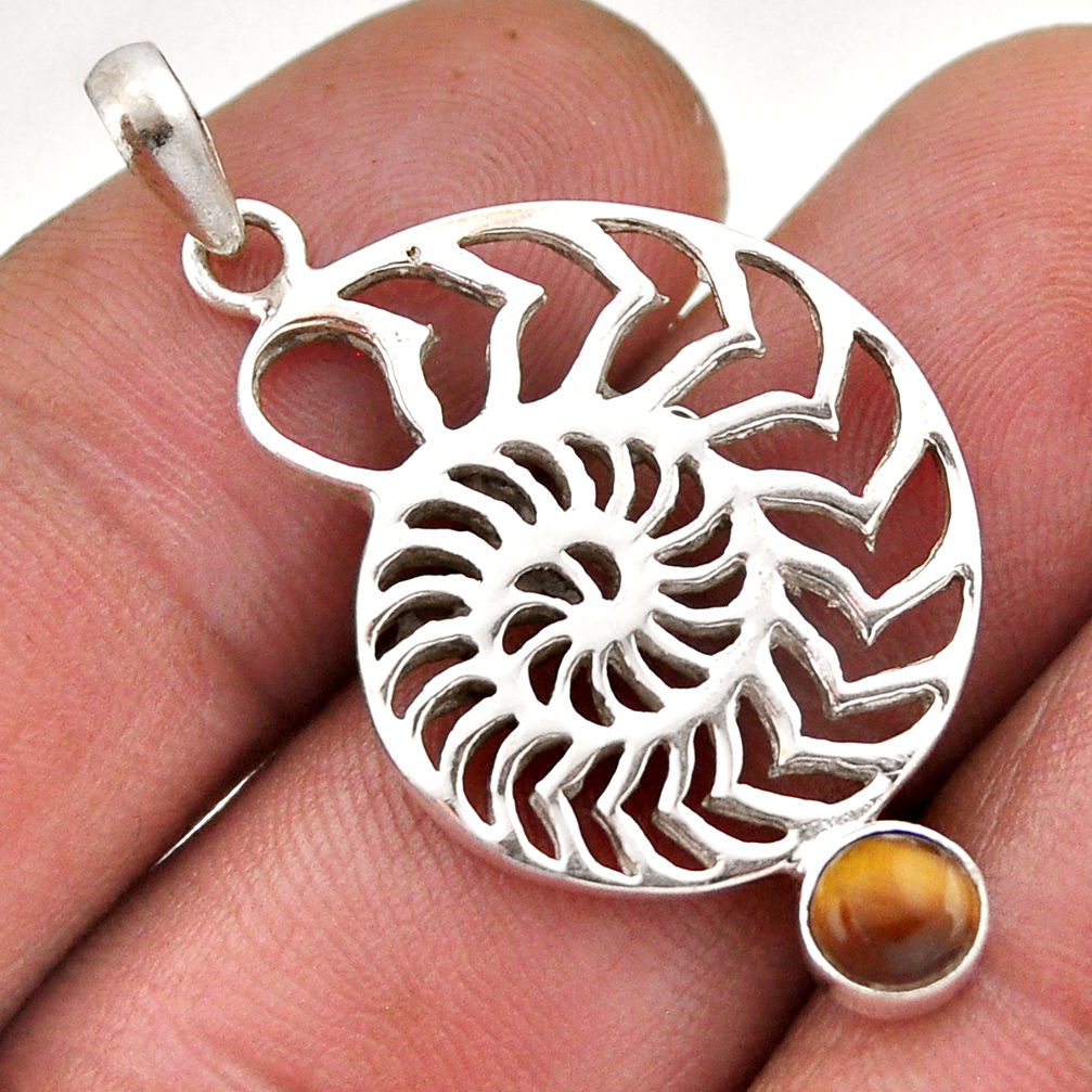 925 sterling silver 0.60cts natural brown tiger's eye pendant jewelry n46239