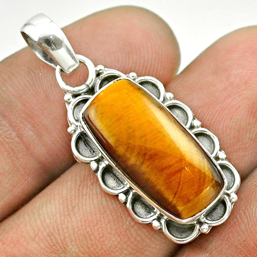 925 sterling silver 7.04cts natural brown tiger's eye pendant jewelry t53206