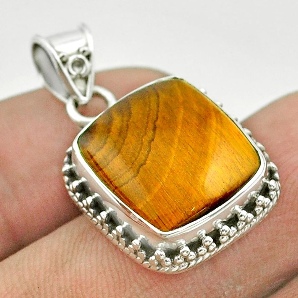 925 sterling silver 11.95cts natural brown tiger's eye pendant jewelry t53211