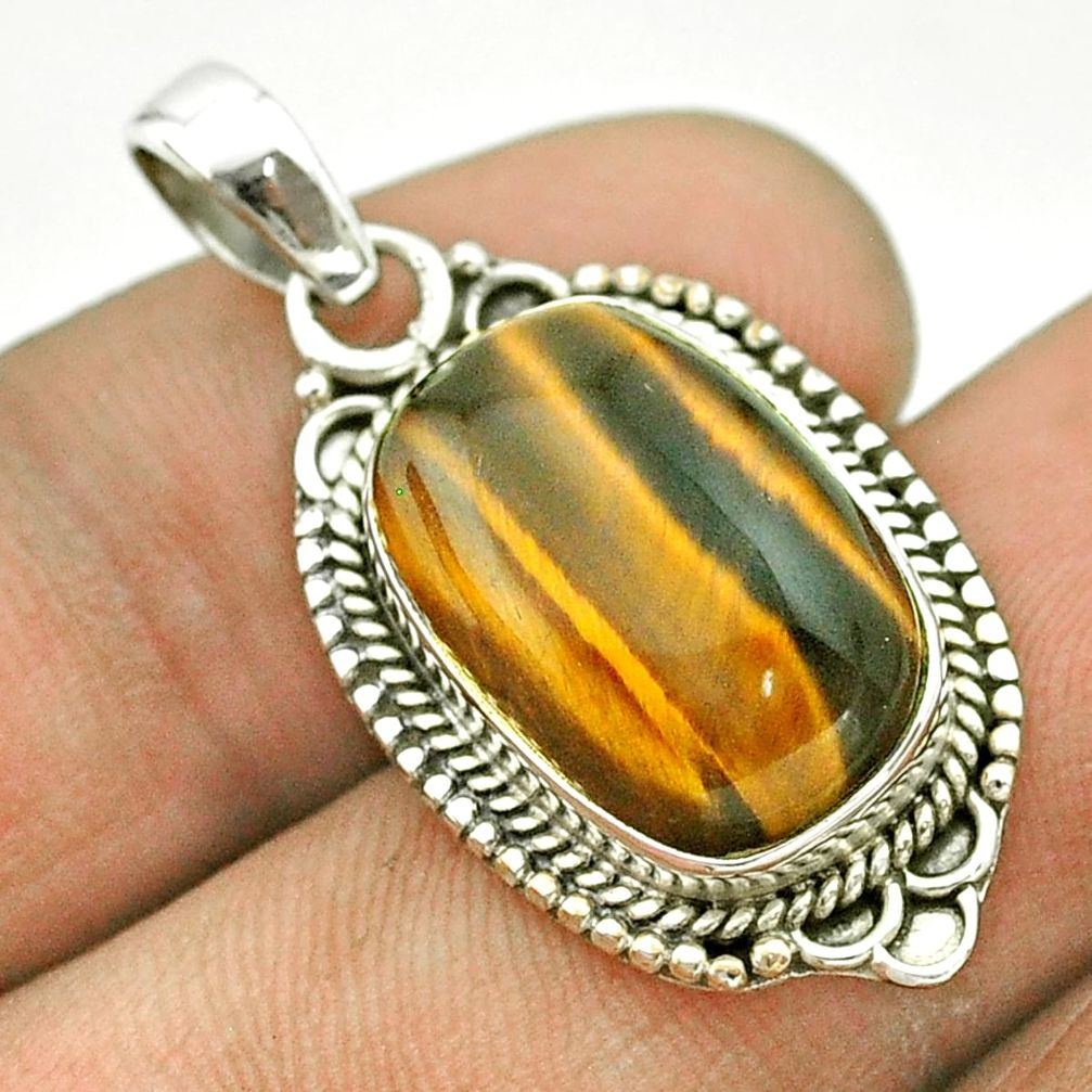 925 sterling silver 7.89cts natural brown tiger's eye pendant jewelry t53216
