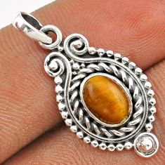925 sterling silver 2.15cts natural brown tiger's eye pendant jewelry t86252