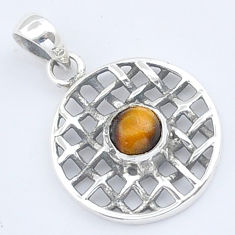 925 sterling silver 0.76cts natural brown tiger's eye pendant jewelry u56426
