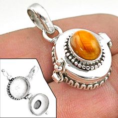 925 sterling silver 3.06cts natural brown tiger's eye poison box pendant t73555