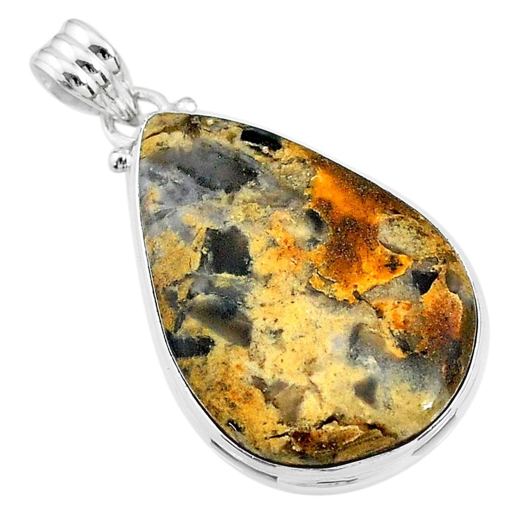 925 sterling silver 19.72cts natural brown turkish stick agate pendant t18384