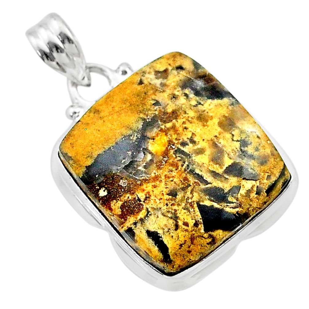 925 sterling silver 16.20cts natural brown turkish stick agate pendant t22719