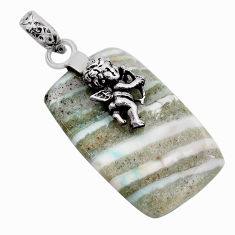 925 sterling silver 15.74cts natural brown zebra jasper angel pendant n23629
