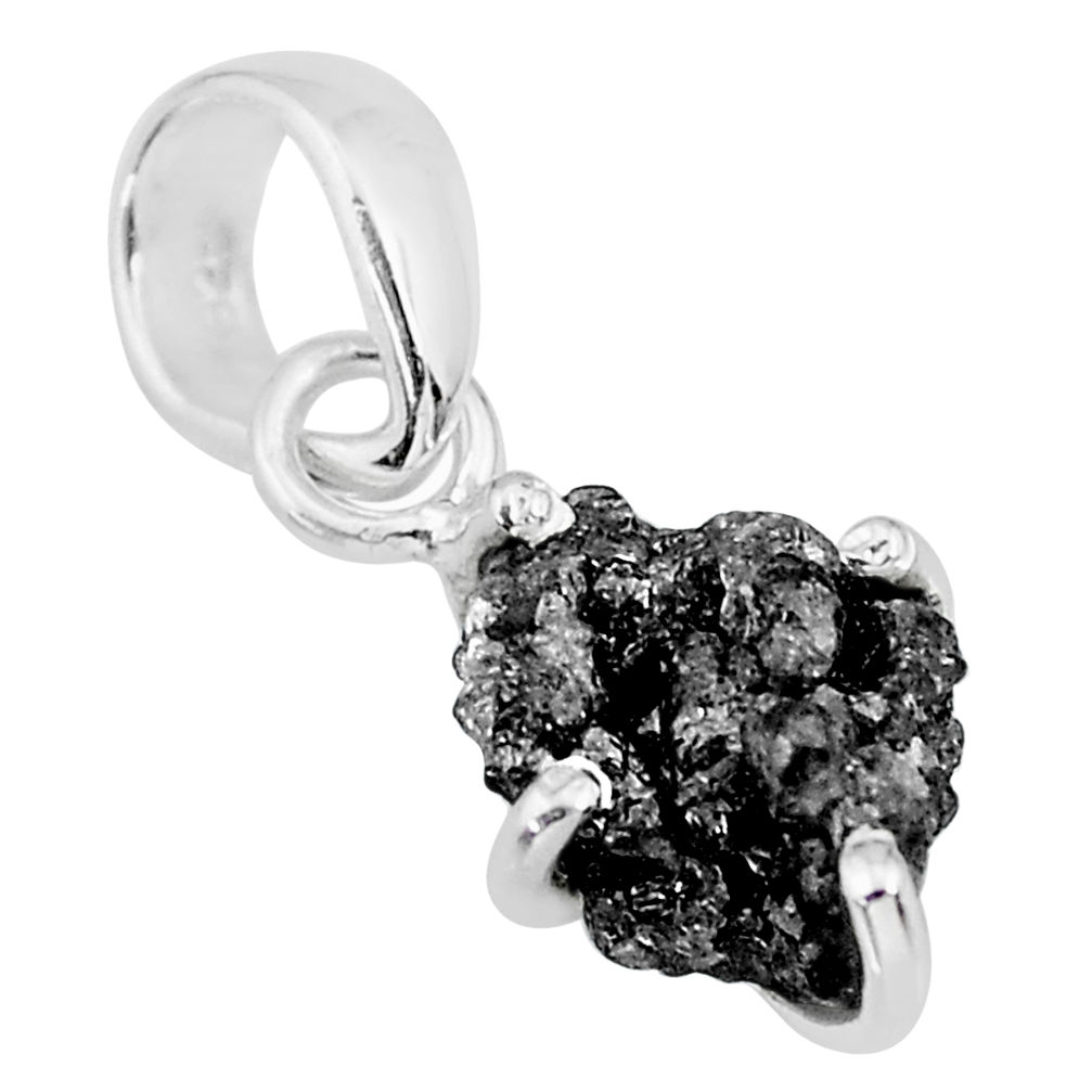 925 sterling silver 2.79cts natural diamond rough fancy pendant r91992
