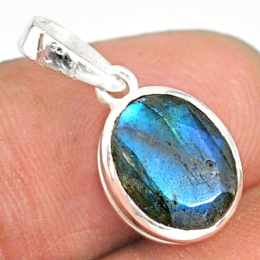 925 sterling silver 4.11cts natural faceted labradorite handmade pendant r82668