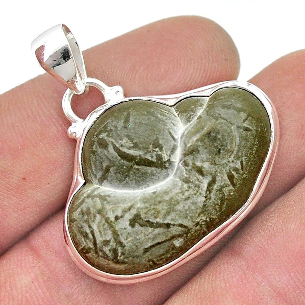 925 sterling silver 35.11cts natural fairy stone fancy pendant jewelry u45348