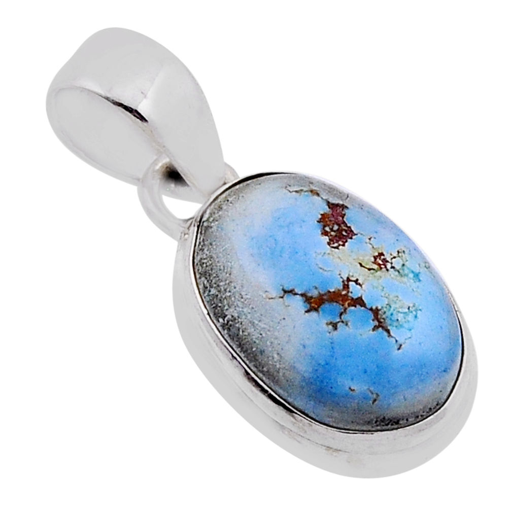 925 sterling silver 7.85cts natural golden hills turquoise oval pendant n48182