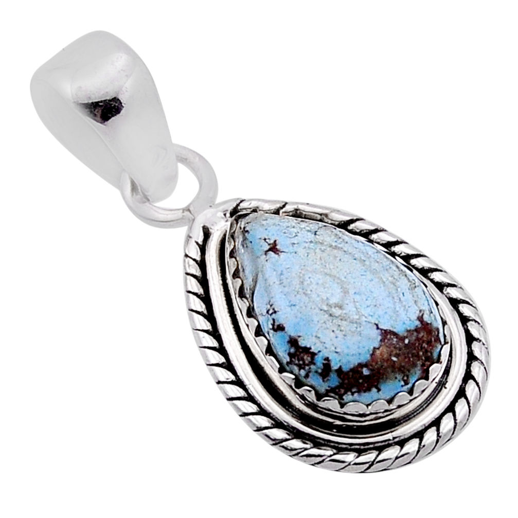 925 sterling silver 5.64cts natural golden hills turquoise pear pendant n48185
