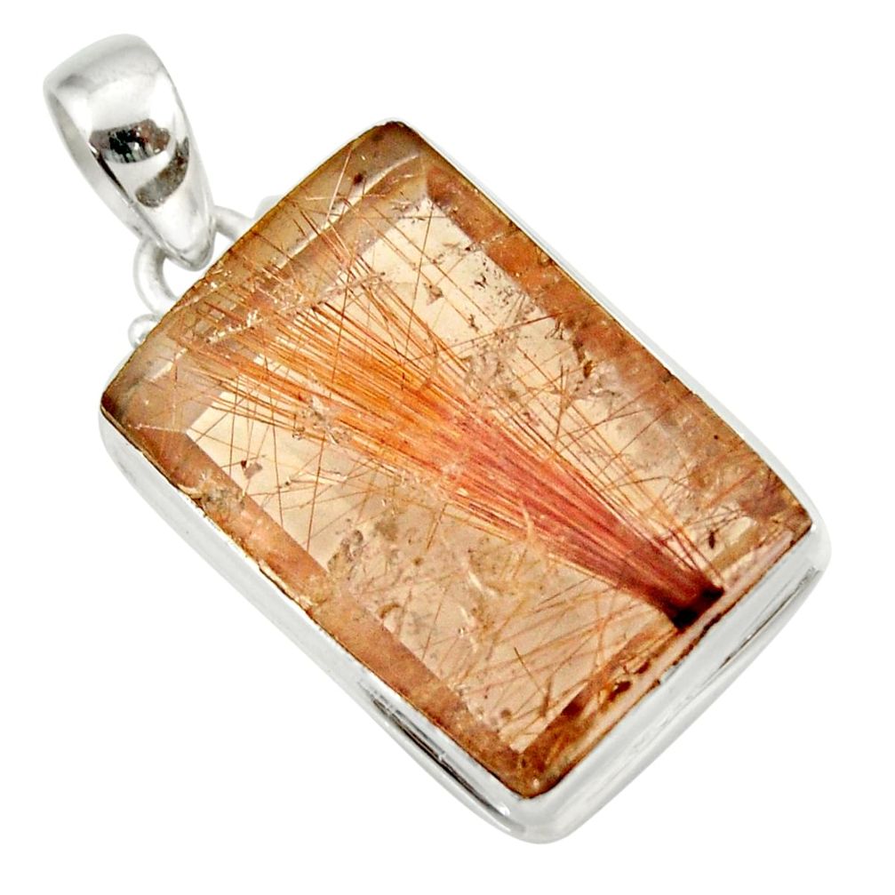 925 sterling silver 36.04cts natural golden rutile pendant jewelry d41659