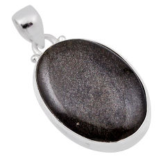 925 sterling silver 15.43cts natural golden sheen black obsidian pendant n29372
