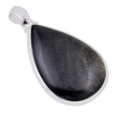 925 sterling silver 29.74cts natural golden sheen black obsidian pendant n31283