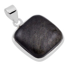 925 sterling silver 18.85cts natural golden sheen black obsidian pendant n32100