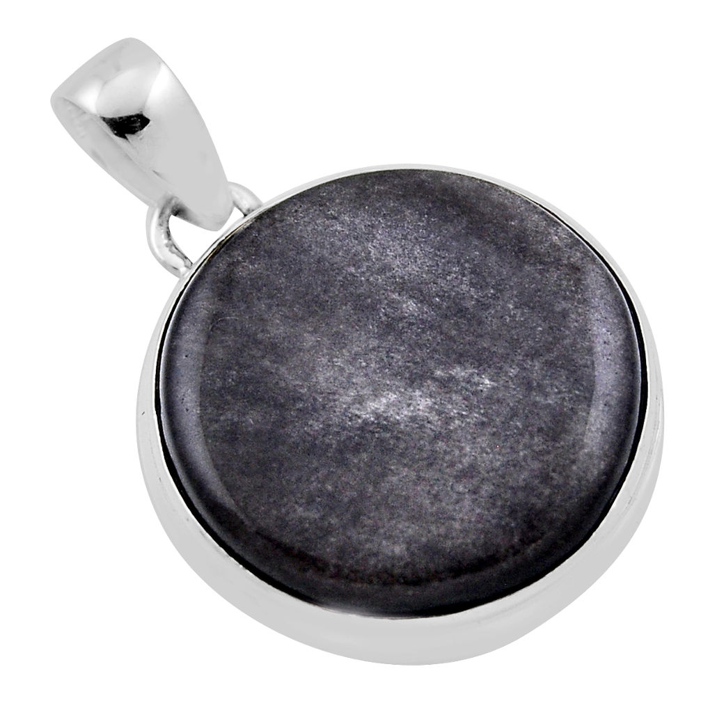 925 sterling silver 18.82cts natural golden sheen black obsidian pendant n35028