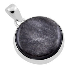 925 sterling silver 18.82cts natural golden sheen black obsidian pendant n35028