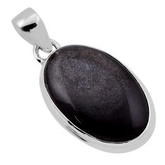 925 sterling silver 15.02cts natural golden sheen black obsidian pendant n36794