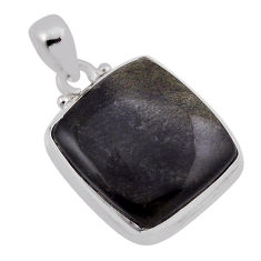 925 sterling silver 12.06cts natural golden sheen black obsidian pendant n38647