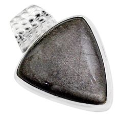 925 sterling silver 17.22cts natural golden sheen black obsidian pendant t78952