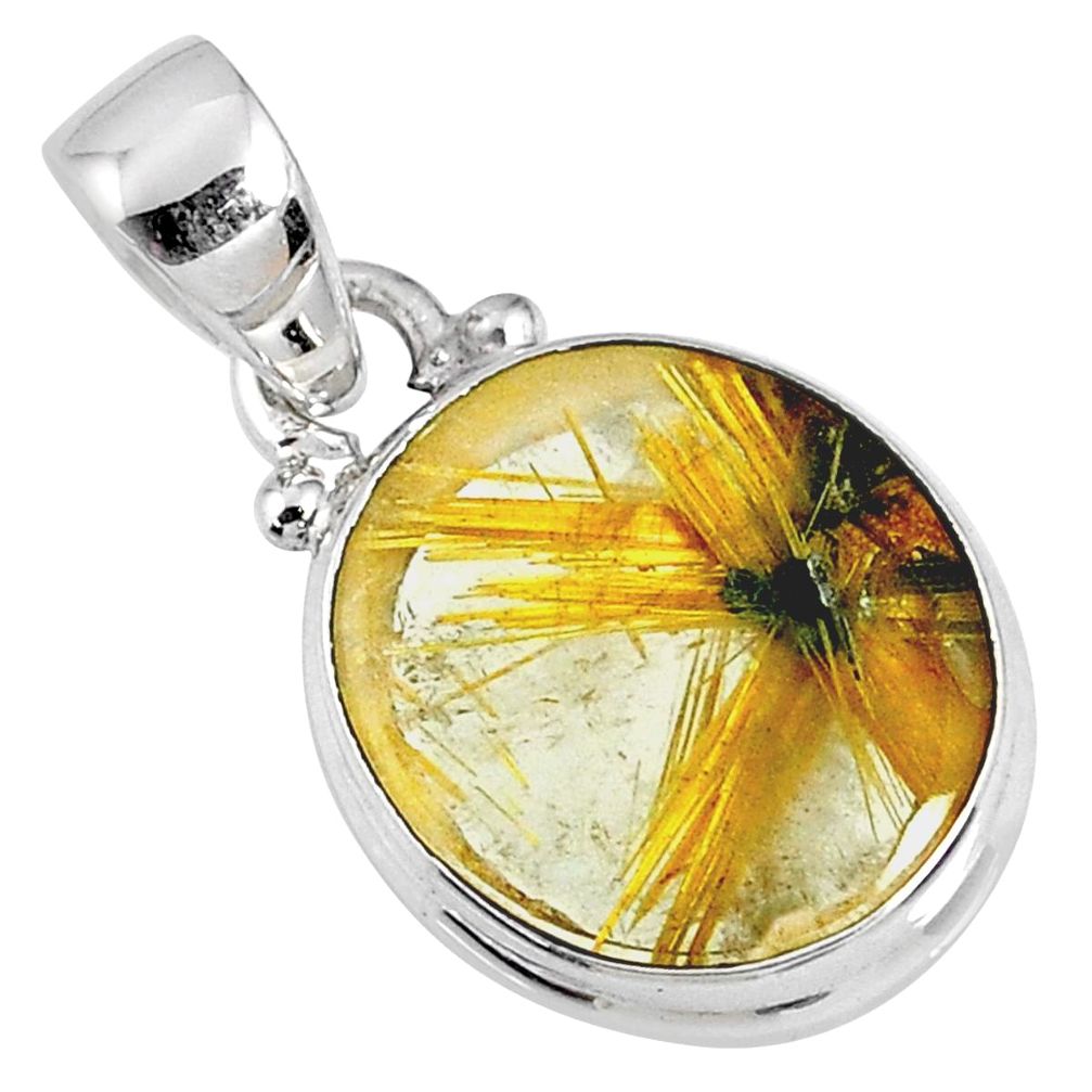 925 sterling silver 6.61cts natural golden star rutilated quartz pendant r60196