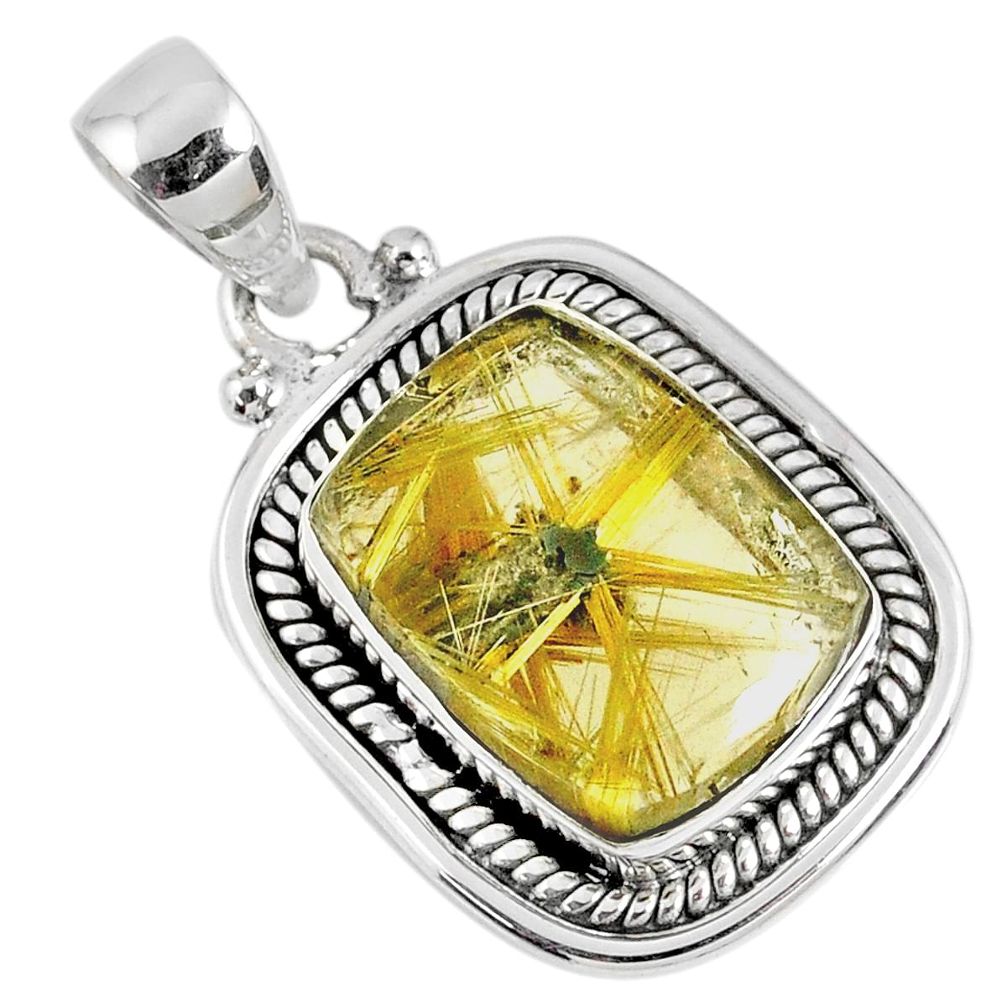 925 sterling silver 10.57cts natural golden star rutilated quartz pendant r60409