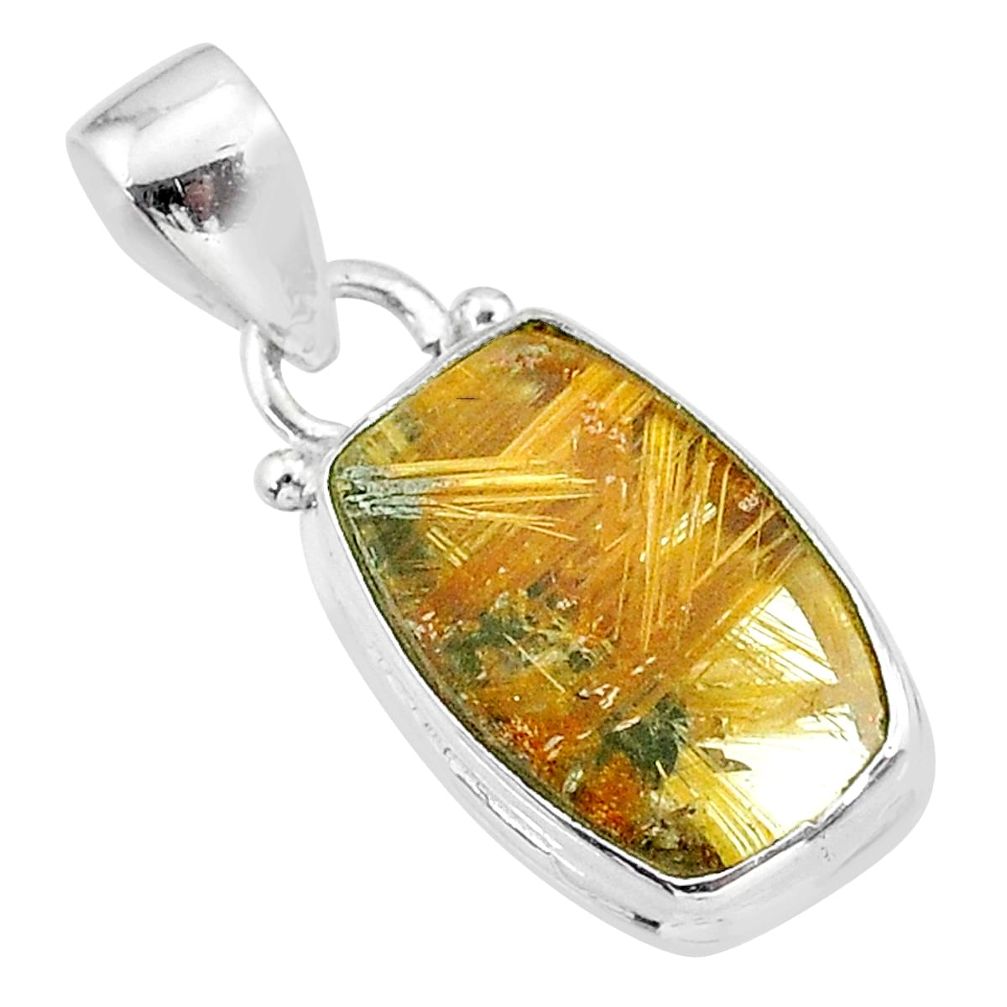 925 sterling silver 9.61cts natural golden star rutilated quartz pendant t39446