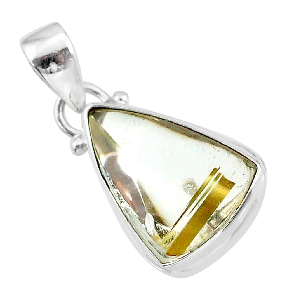 925 sterling silver 11.20cts natural golden star rutilated quartz pendant t39475