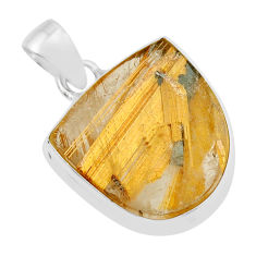 925 sterling silver 13.56cts natural golden star rutilated quartz pendant y33943