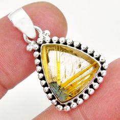 925 sterling silver 8.21cts natural golden star rutilated quartz pendant y6232