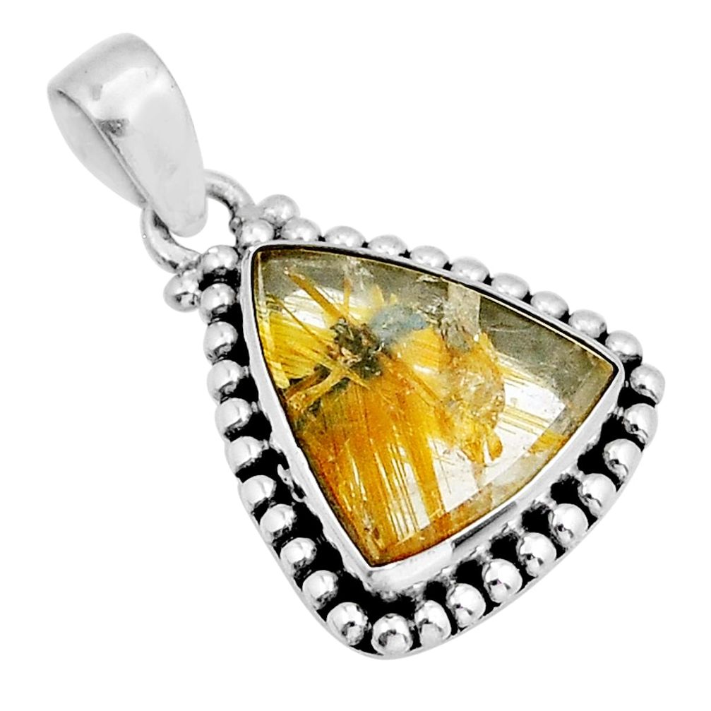 925 sterling silver 7.79cts natural golden star rutilated quartz pendant y6249
