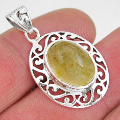 925 sterling silver 6.78cts natural golden tourmaline rutile oval pendant y19562