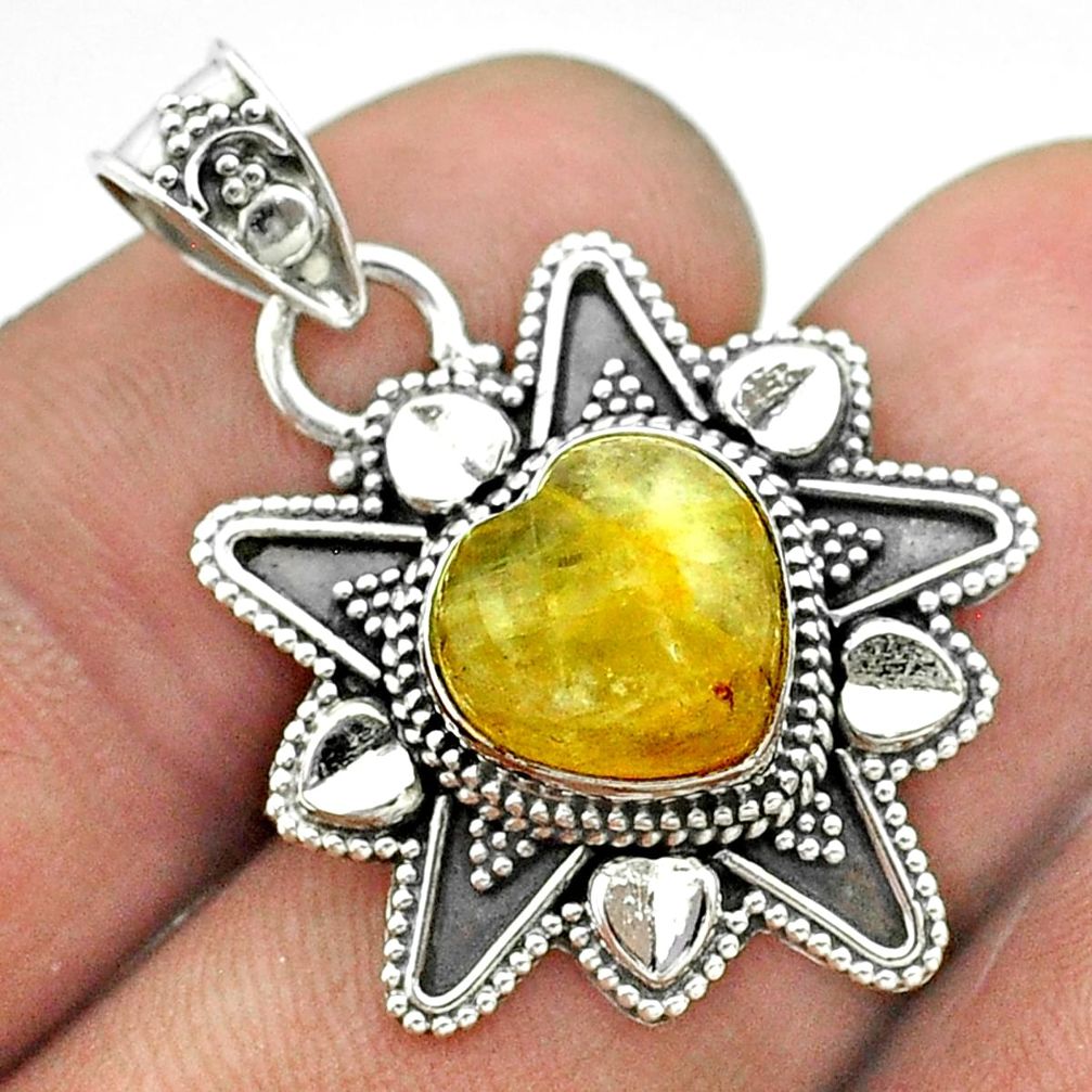 925 sterling silver 5.34cts natural golden tourmaline rutile pendant t56072