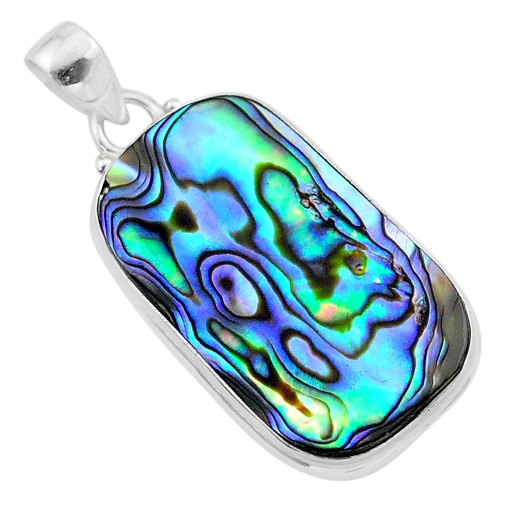 925 sterling silver 19.00cts natural green abalone paua seashell pendant t40511