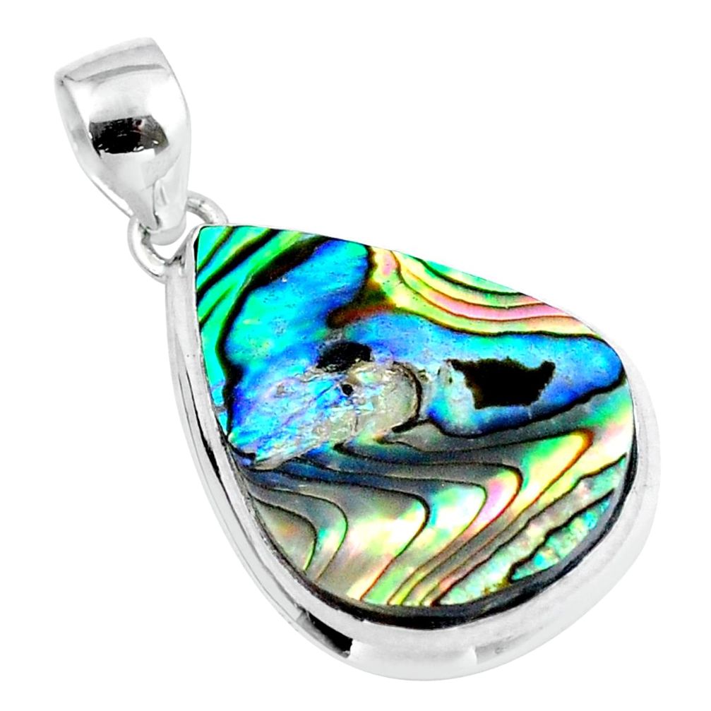 925 sterling silver 9.81cts natural green abalone paua seashell pendant u19443