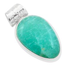 925 sterling silver 18.70cts natural green amazonite (hope stone) pendant t78886