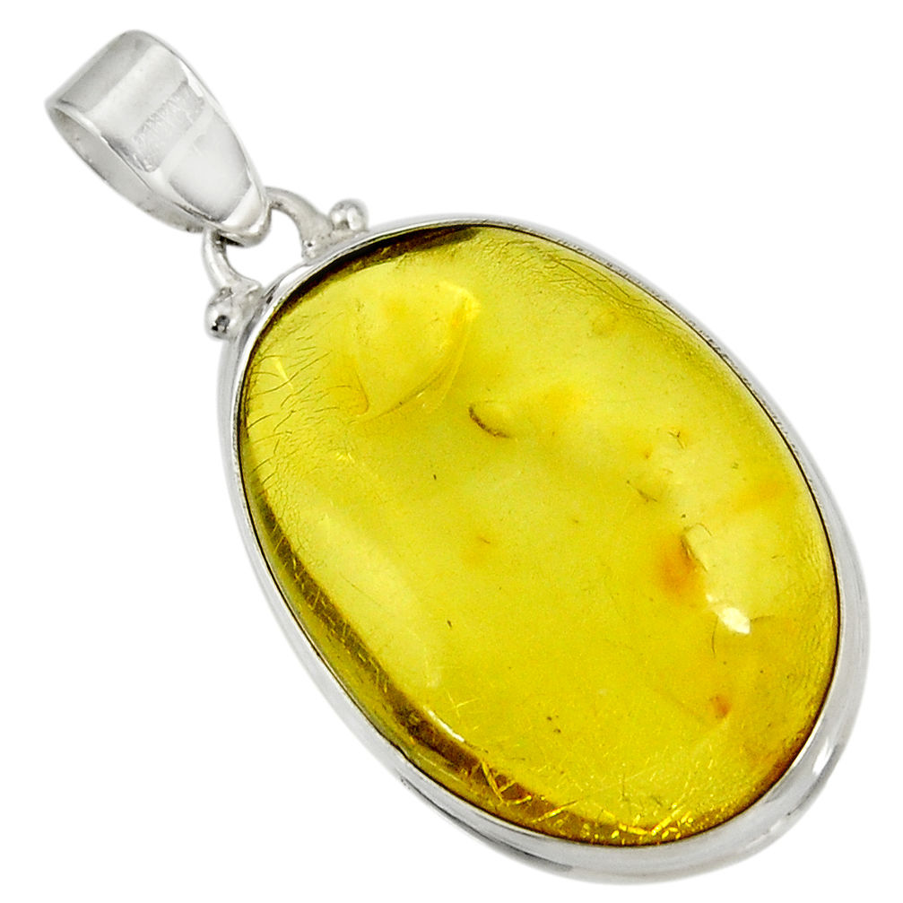 925 sterling silver 18.46cts natural green amber from colombia pendant d41270