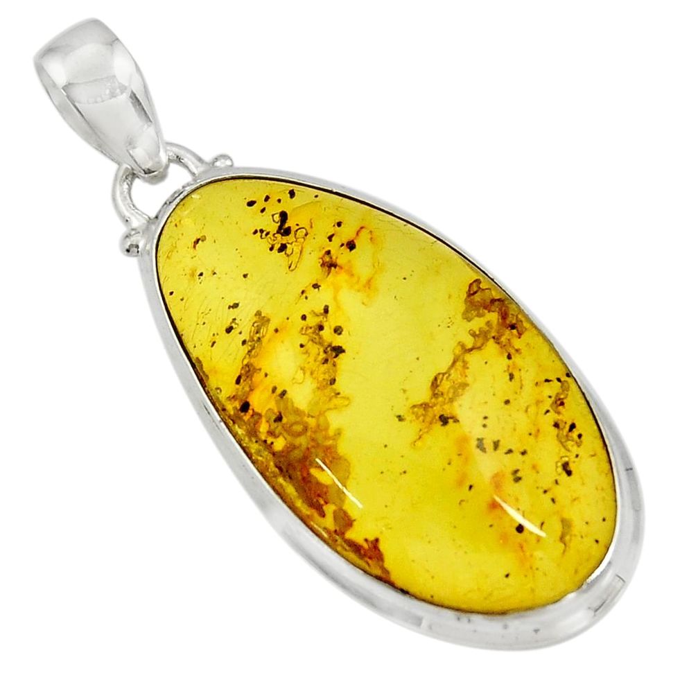 925 sterling silver 16.87cts natural green amber from colombia pendant d41306