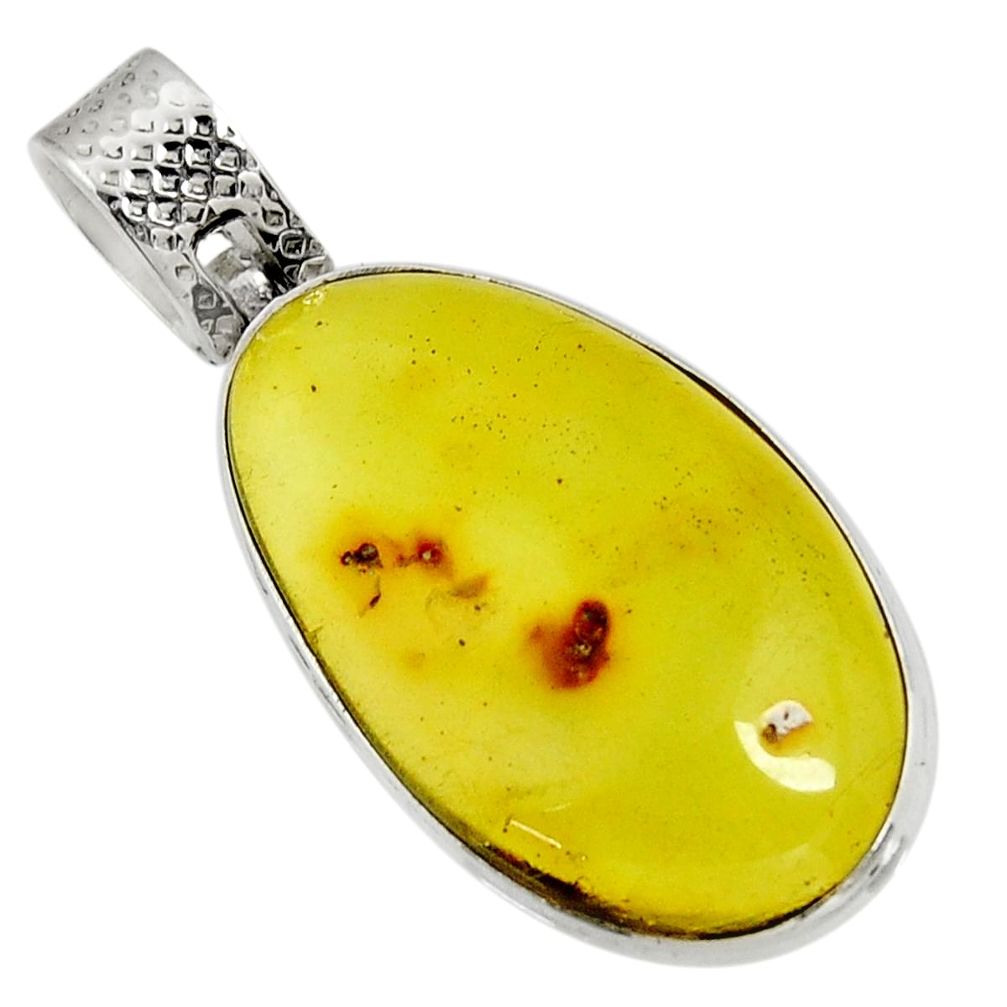 925 sterling silver 13.66cts natural green amber from colombia pendant d41312