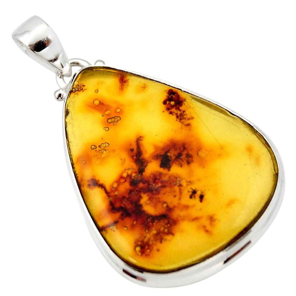 925 sterling silver 17.22cts natural green amber from colombia pendant r33987