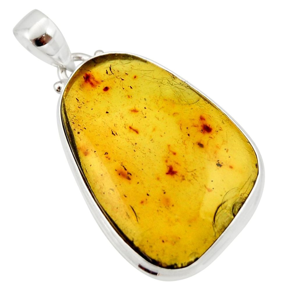 925 sterling silver 17.22cts natural green amber from colombia pendant r33999