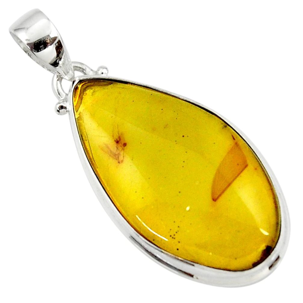 925 sterling silver 14.09cts natural green amber from colombia pendant r36007