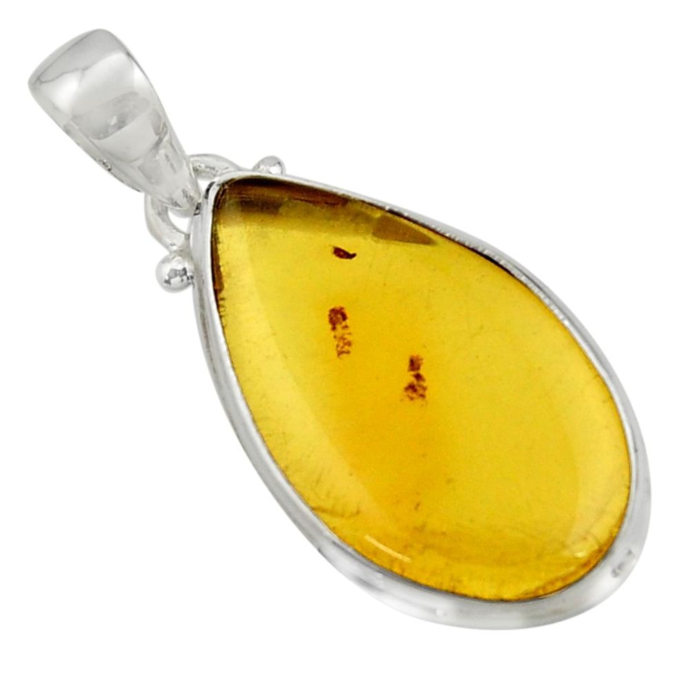 925 sterling silver 11.57cts natural green amber from colombia pendant r41864